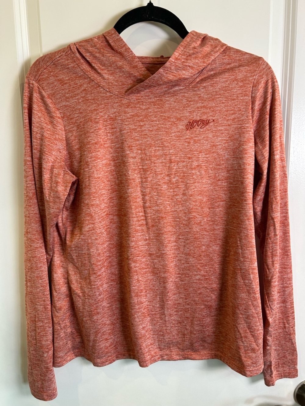 Hooey Women's Easy Breezy Orange Heather Long Sleeve Soft‎ Hoodie Shirt Small